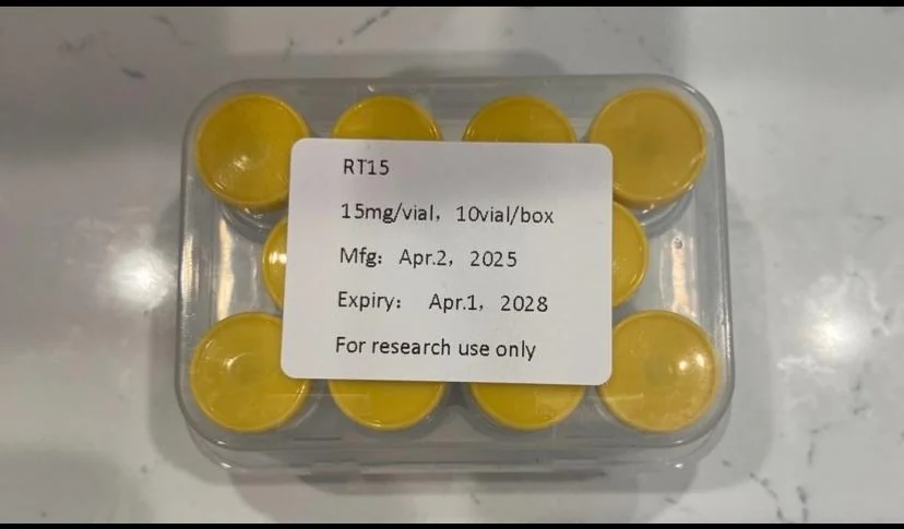 Research-use-only labelled vials with manufacture and expiry dates